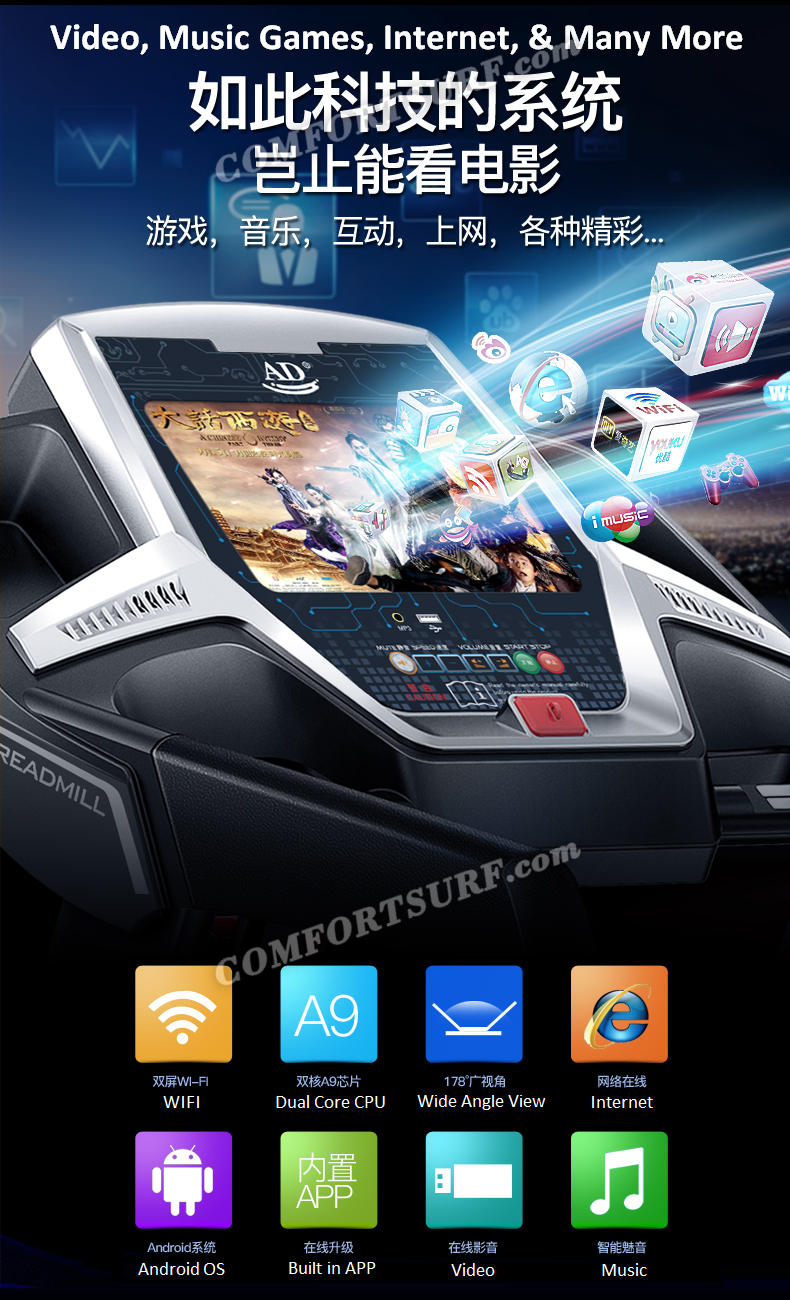 Genuine 3.5HP SuperHorse Multifunction Treadmill AD-A918 Home Fitness Gym Running Walking Equipment