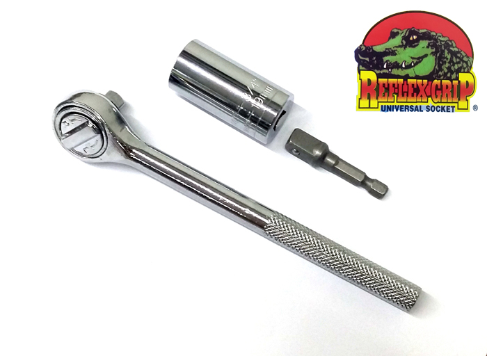 3pcs Set Magic Gator Reflex Grip Chrome Universal Multi-function Socket 7-19mm Ratchet Wrench Tool