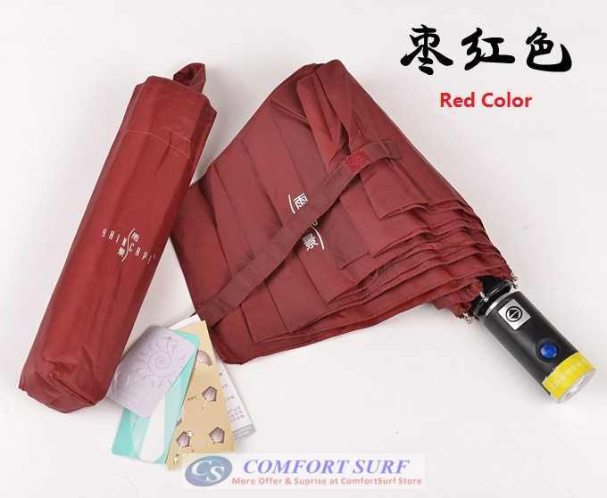 NEW Mini Korea Style 3 Layer Foldable One Click ONLY Automatic Open & Close Umbrella With Build in Torch Light Function.
