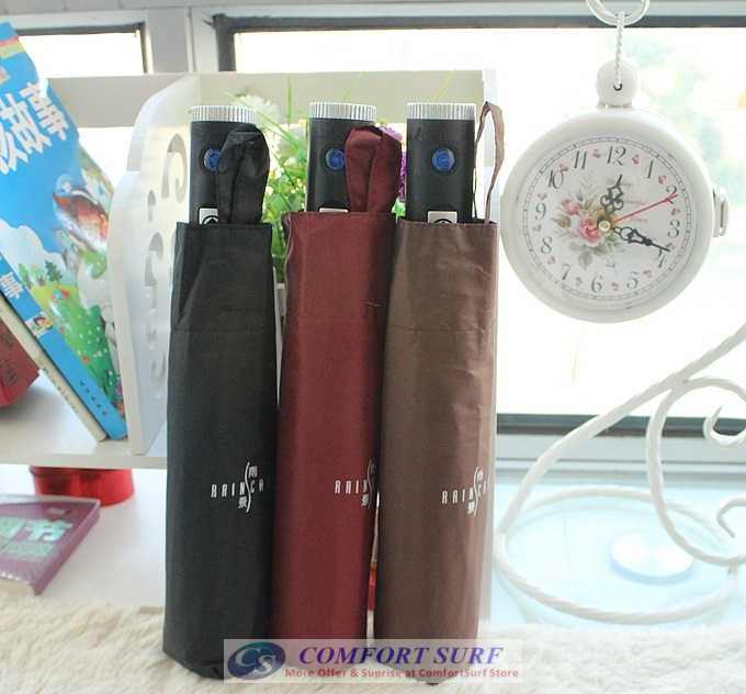 NEW Mini Korea Style 3 Layer Foldable One Click ONLY Automatic Open & Close Umbrella With Build in Torch Light Function.