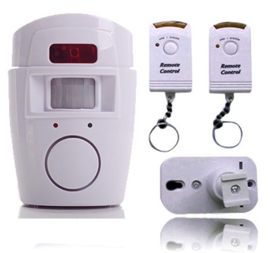 105dB Infrared PIR Motion Alarm Sensor with Two Remote Controller