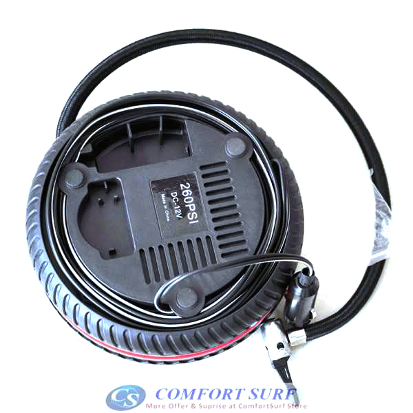 Portable Tire Style Air Compressor with Car Charger (DC 12V)
