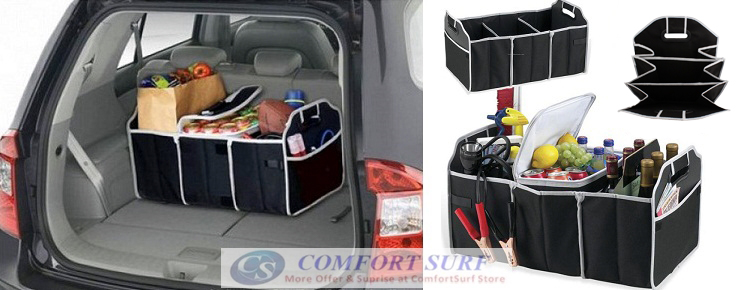 Foldable Bamboo Fiber Car Trunk Rear Bonnet Collapsible Organizer Carry Bag