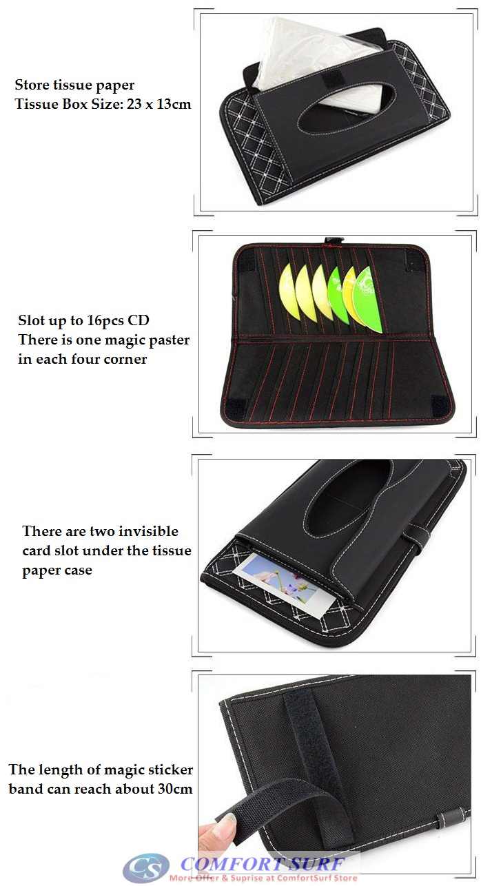 Fashion Red / White Wine Series Car Sun Visor CD / Tissue Box / Pater Holder for Car Vehicles