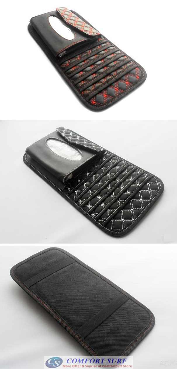 2-in-1 Car Vehicles Sun Visor Plaid CDs Tissue Paper Holder