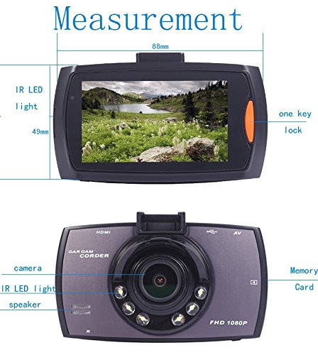Car DVR Camera Dash Cam Video 2.8 LCD wf Reverse Cam Car Cam Recorder