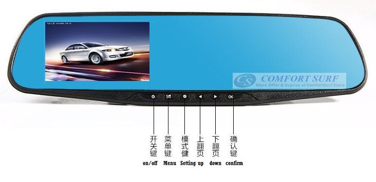 3.5 inch Blue Base Mirror Car Cam DVR Rear View Mirror Camera Video Recorder