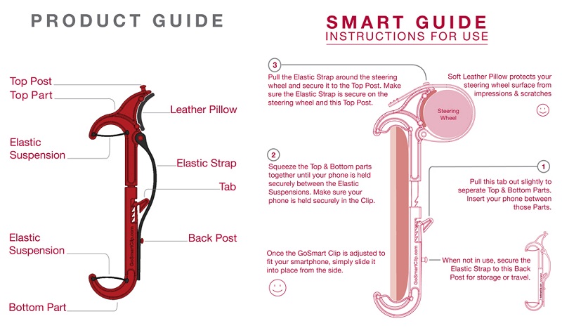 Drive Smart Retractable Car Steering Wheel Smart Phone Clip Holder