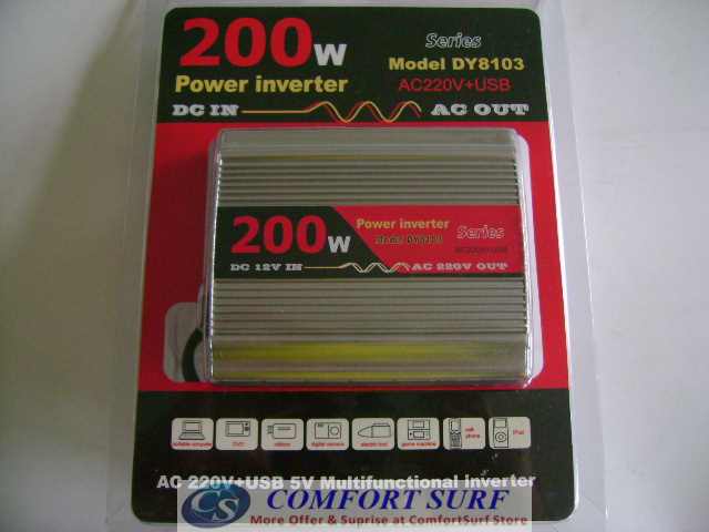 200W 12V DC To AC 220V + USB 5V Car Power Inverter