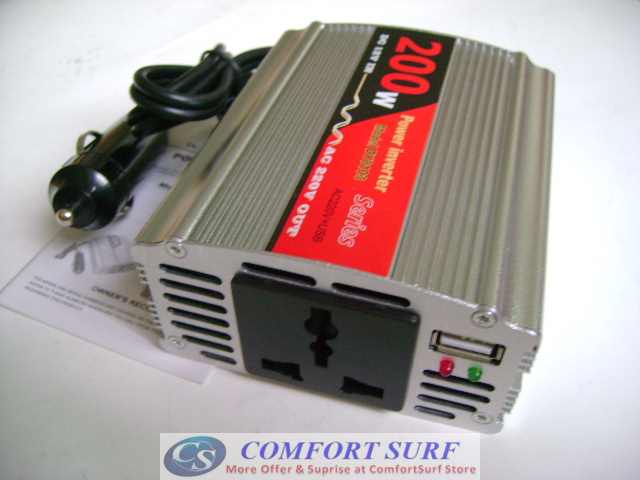 200W 12V DC To AC 220V + USB 5V Car Power Inverter
