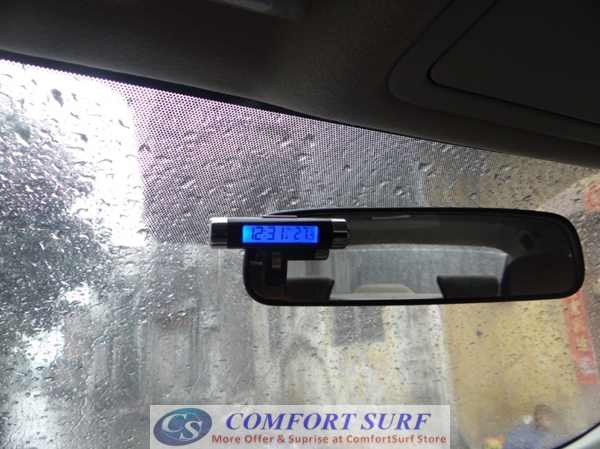 Car LCD Digital Back Light Automotive Clock with Thermometer