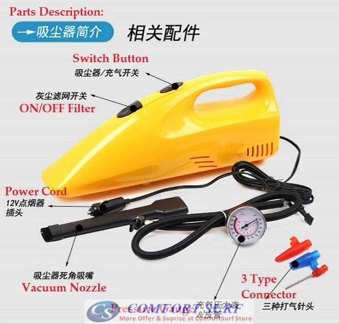 2 in 1 Car Dual Function Tire Inflator with Vacuum Cleaner