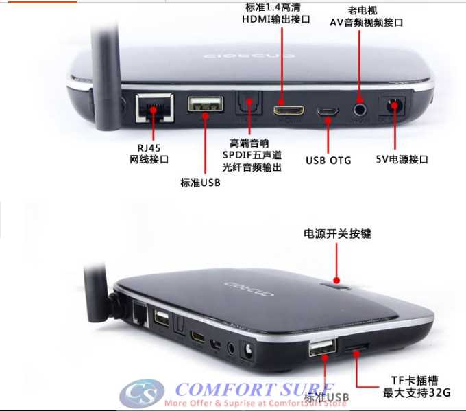 Latest CS918 Quad Core Android 4.4 Smart TV Box optional Air Keyboard Mouse