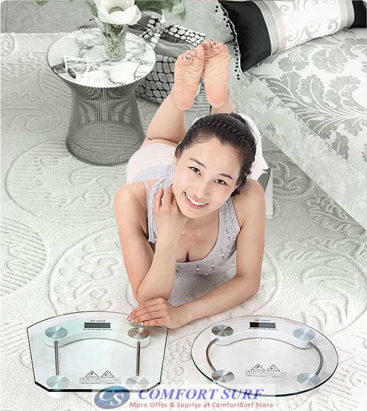 Crystal Clear Slim Tempered Glass LCD Digital Body Weighing Scale 150KG