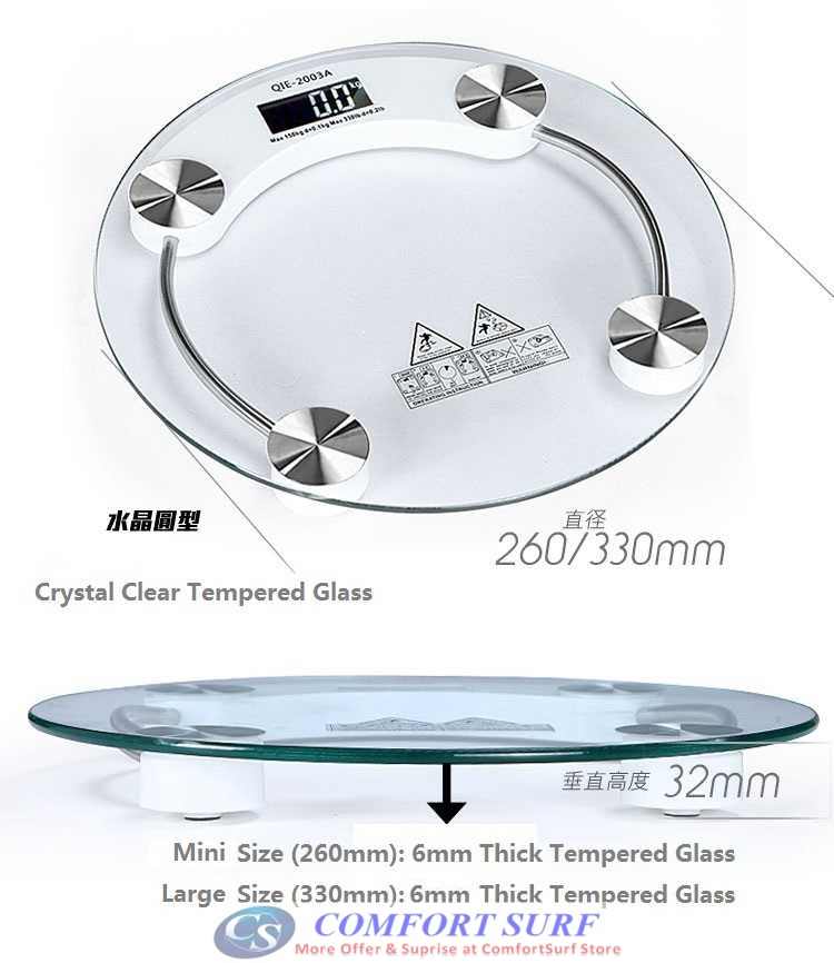 Crystal Clear Slim Tempered Glass LCD Digital Body Weighing Scale 150KG