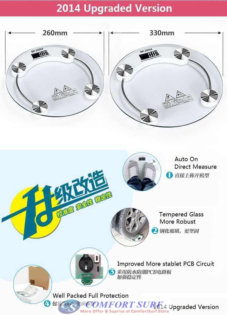 Crystal Clear Slim Tempered Glass LCD Digital Body Weighing Scale 150KG