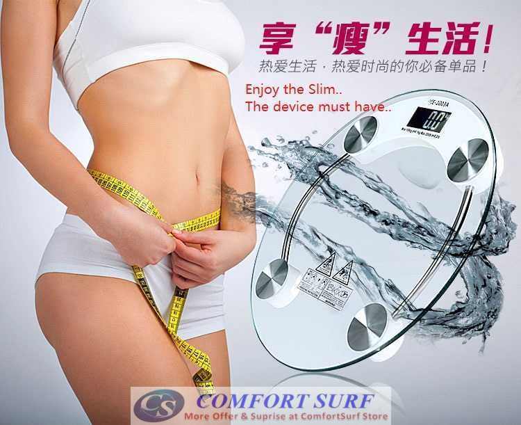 Crystal Clear Slim Tempered Glass LCD Digital Body Weighing Scale 150KG