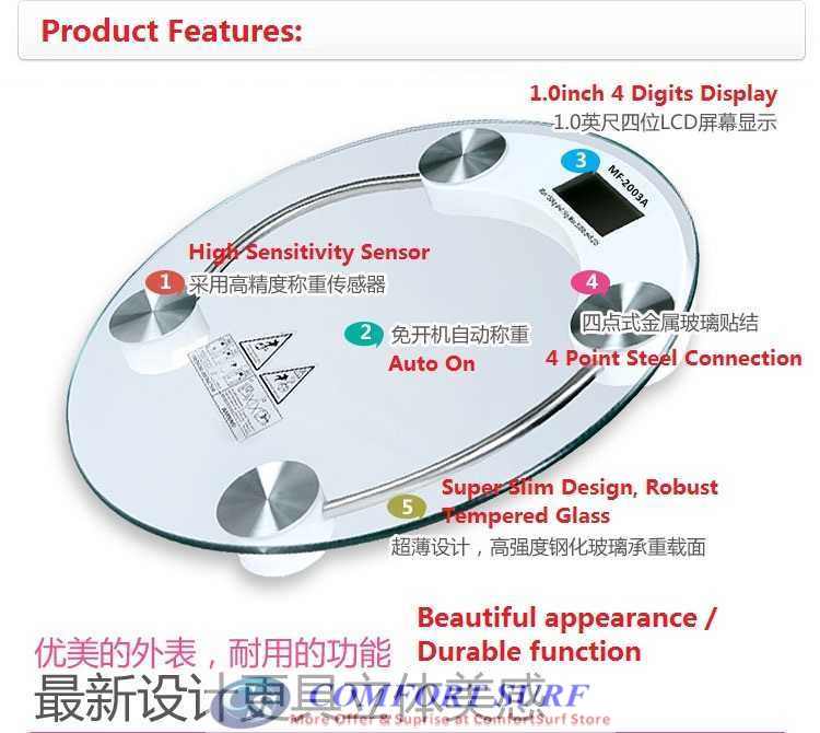 Crystal Clear Slim Tempered Glass LCD Digital Body Weighing Scale 150KG