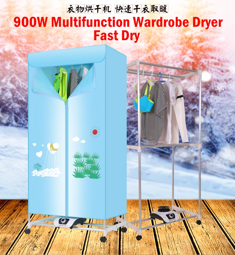 HANTIAN 900W Electric Wardrobe Clothes Dryer 2 Layers Indoors Fast Air Dry Hot Wardrobe Machine drying rack For Home & Dorms To 15KG of Laundry Without Sunlight