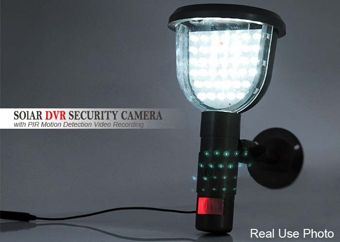 Solar DVR Security Camera - PIR Motion Detection Video Recording, 39 White LED Lights