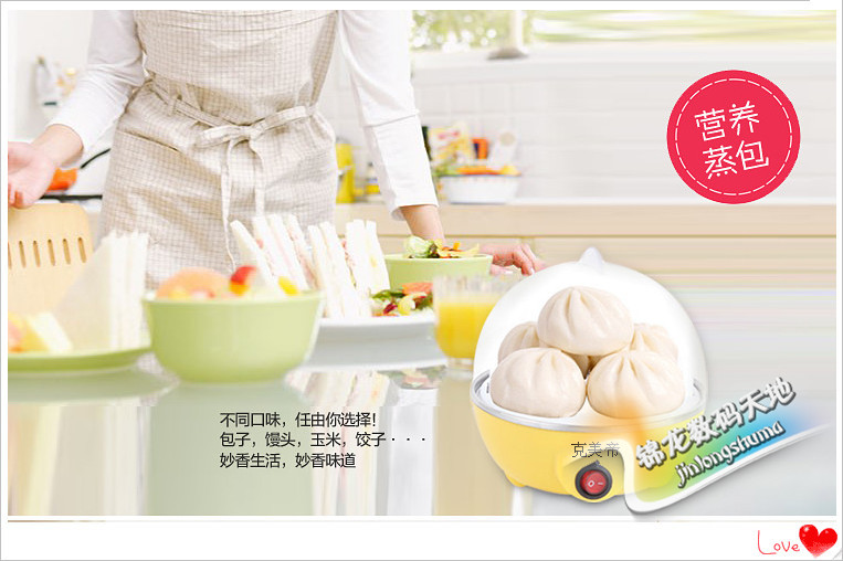 Multifunctional Egg Steaer / Boilder with Free Stainless Stell Bowl and Splitter, Easy Use & Convenient