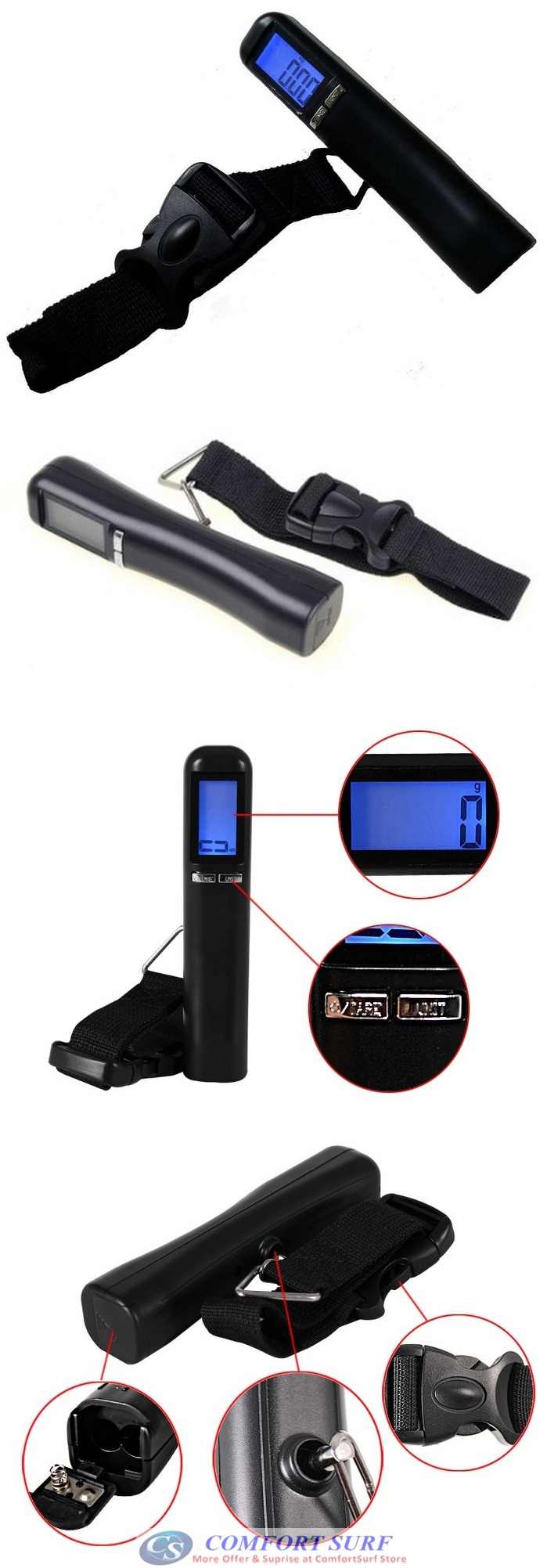 Portable Travel Electronic LED LCD Backlight Digital Baggage/Luggage Weight Strap Scale