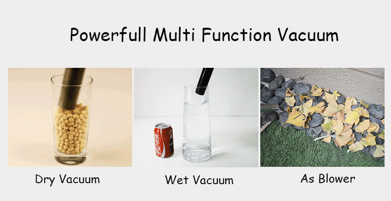Multifunction Heavy Duty Powerful 100W 3-in-1 Dry / Wet / Blower Vacuum Cleaner 12L Bagless Vacuum Stainless Steel Container