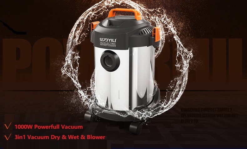 Multifunction Heavy Duty Powerful 100W 3-in-1 Dry / Wet / Blower Vacuum Cleaner 12L Bagless Vacuum Stainless Steel Container