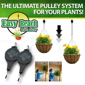 2pcs Gardening Easy Reach Plant Pully Hook Light Flowerpot Easy Adjust Up & Down