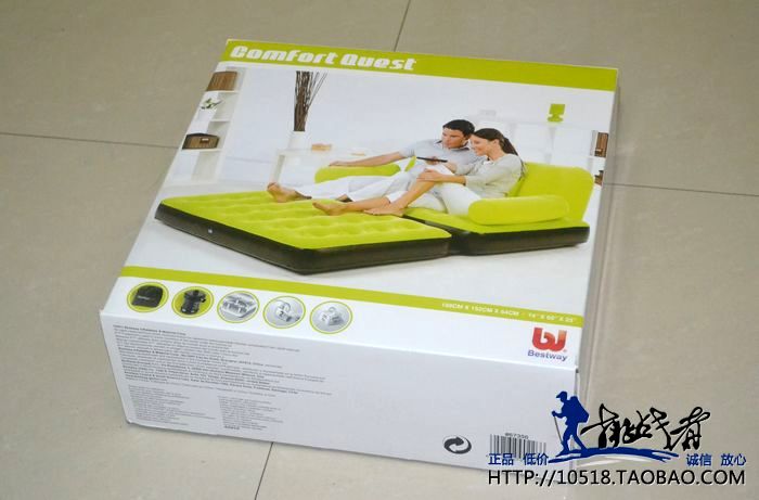 Original BestWay Inflatable Air Sofa Double Seats + Foot Rest + Pumper