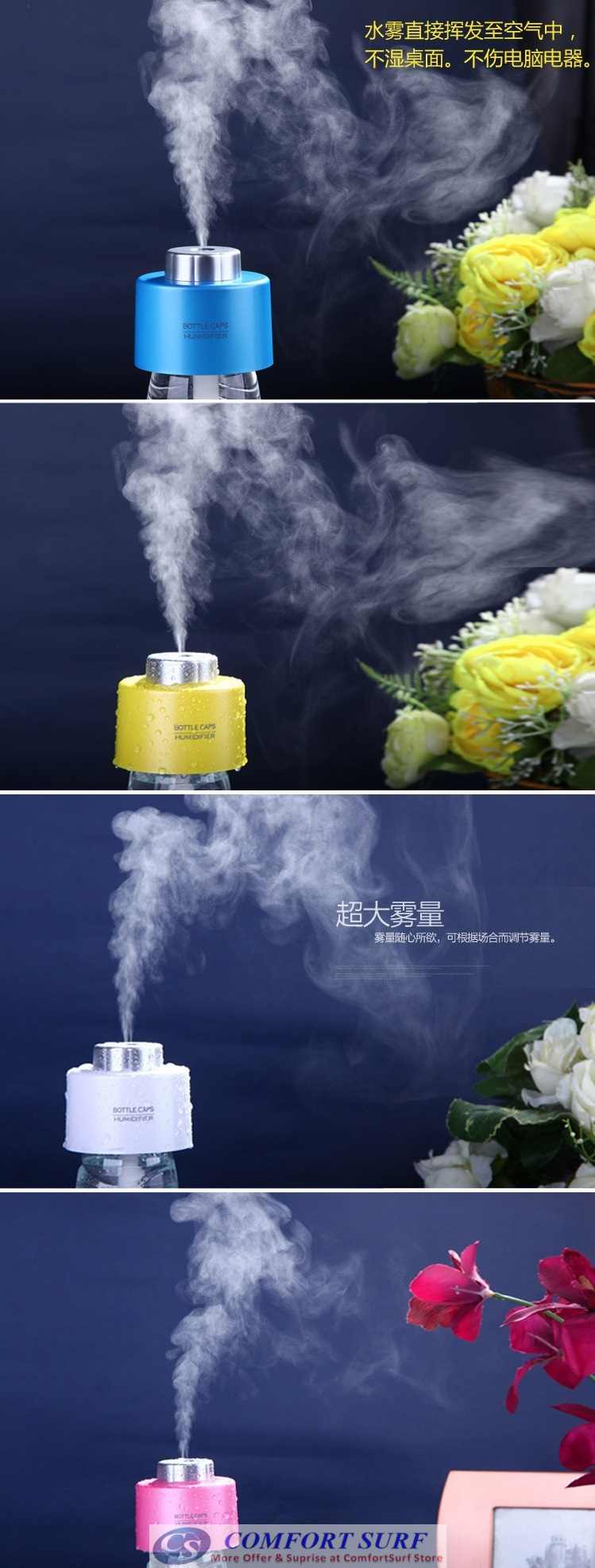 Mini USB Portable Water Bottle Caps Air Humidifier