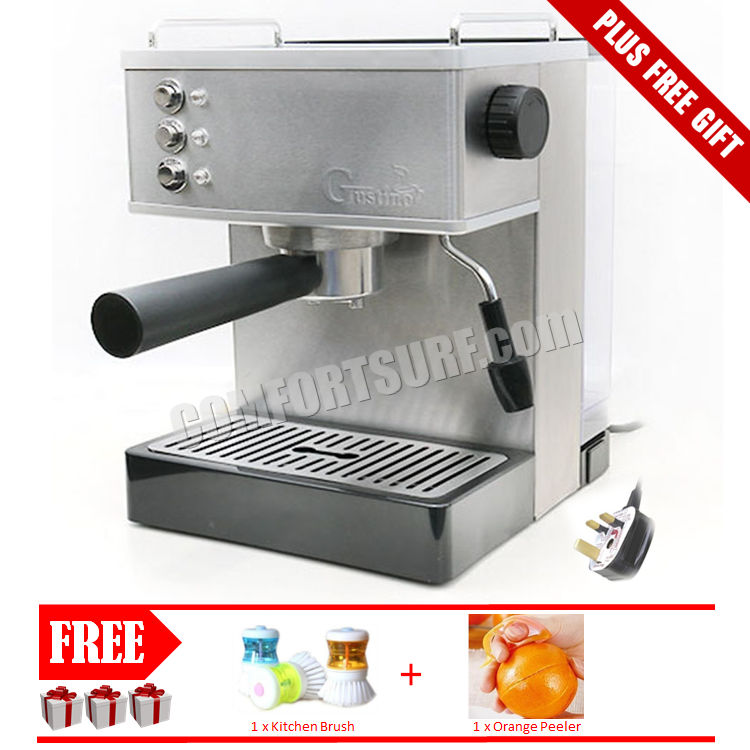 19 Bar GUSTINO GS690 Quality Stainless Steel Steam Pressure Pump-Driven Espresso Italian Coffee Maker Machine + FREE GIFT