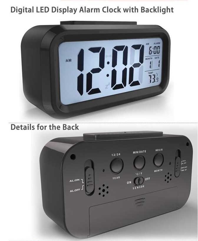 Alarm Clock Night light sensor Temperature
