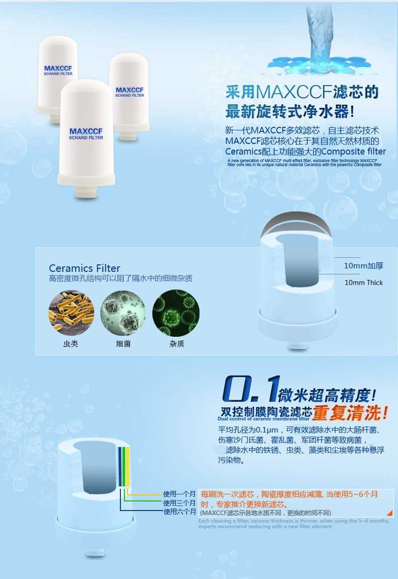 New !! Schänd 360° Rotation Faucet Water Tap Purifier 8 Level Water Filter for Kitchen Home Office