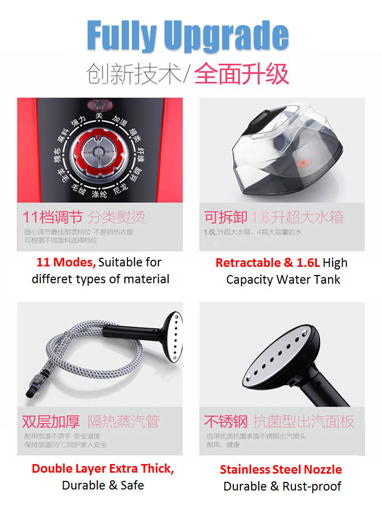 YAIRZ Professional Multifunction 11 Modes Temperature Control Standing Hanging Garment Tobi Steamer 1800W 1.6L!