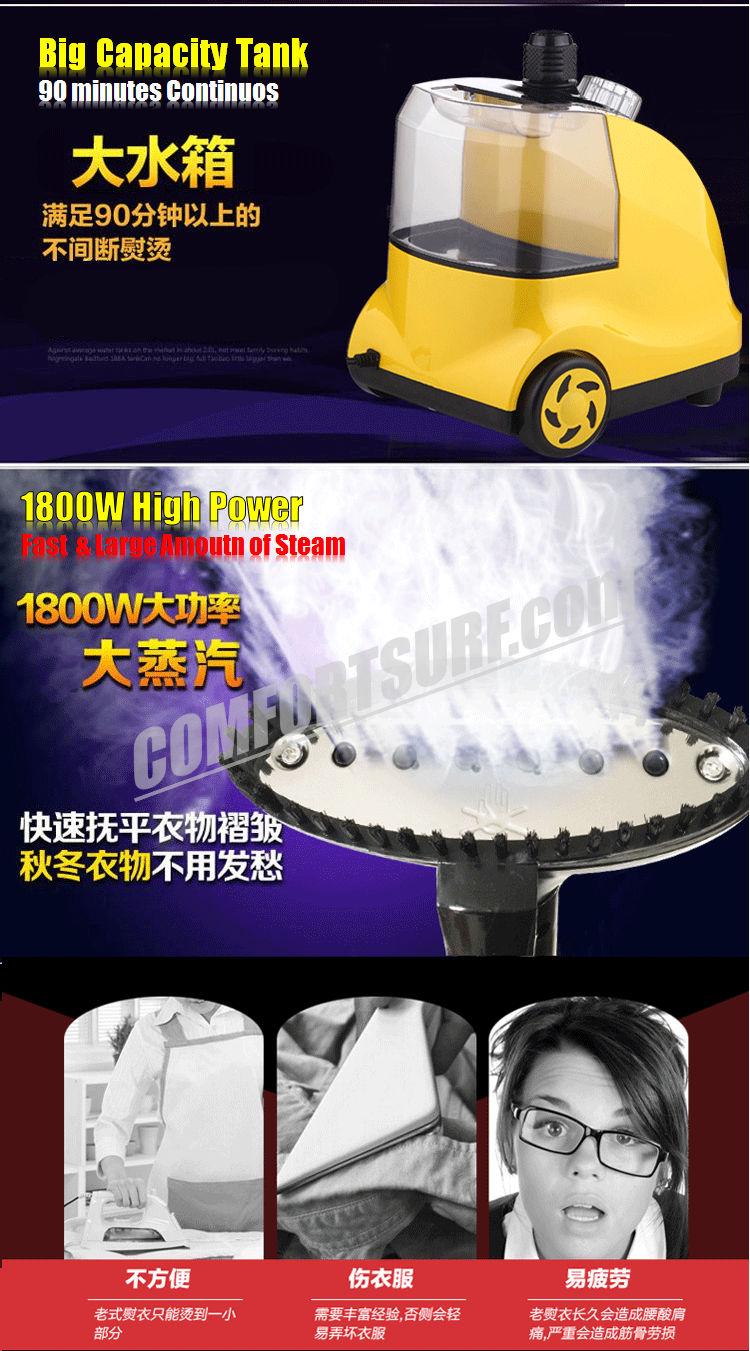 YAIRZ Professional Multifunction 11 Modes Temperature Control Standing Hanging Garment Tobi Steamer 1800W 1.6L!