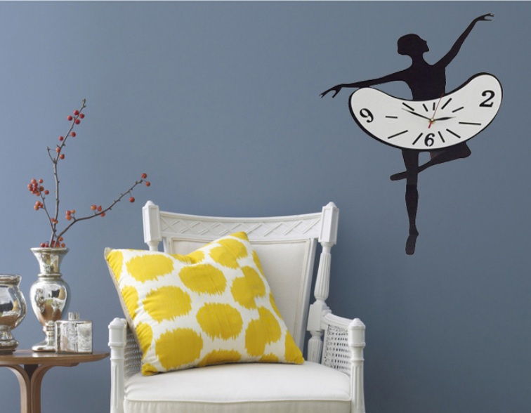 Creative Interior Decoration Frameless DIY Wall Acrylic Clock - Woman Ballet Dance Design