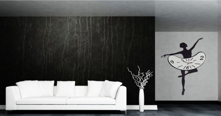 Creative Interior Decoration Frameless DIY Wall Acrylic Clock - Woman Ballet Dance Design
