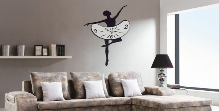 Creative Interior Decoration Frameless DIY Wall Acrylic Clock - Woman Ballet Dance Design