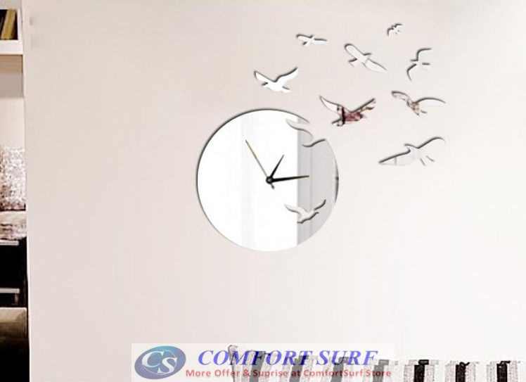 DIY Creative Interior Decoration Framelss Mirror Wall Acrylic Clock
