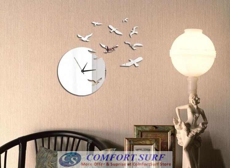 DIY Creative Interior Decoration Framelss Mirror Wall Acrylic Clock
