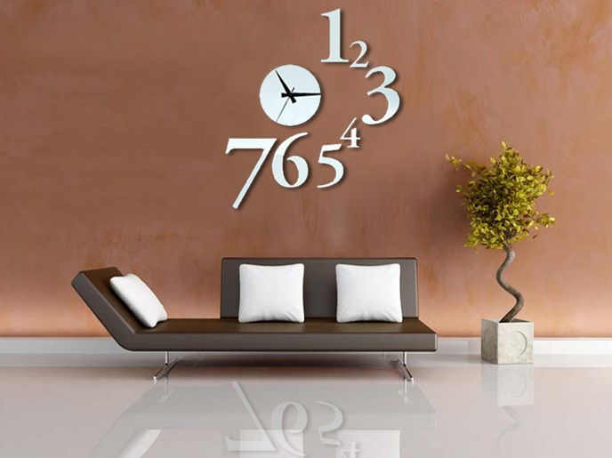 DIY Creative Interior Decoration Framelss Mirror Wall Acrylic Clock