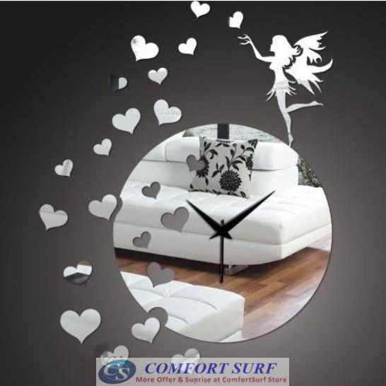 DIY Creative Interior Decoration Framelss Mirror Wall Acrylic Clock