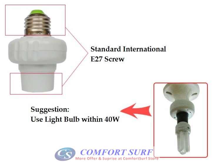 E27 Wireless Light Lamp Bulb Holder Cap Socket Switch with Remote Control