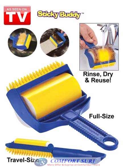 Reusable & Washable Sticky Buddy Roller Cleaner with Built-In Fingers!