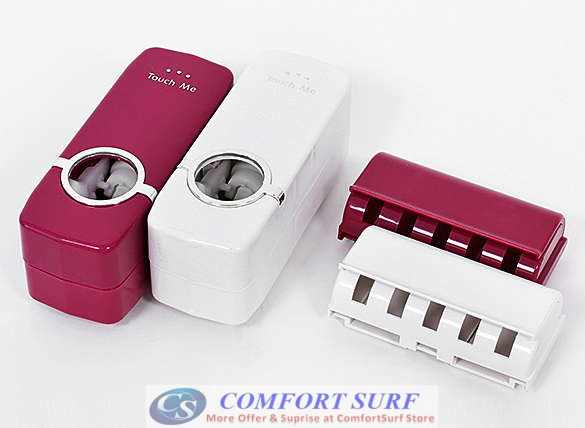 Touch Me! Toothpaste Automatic Dispenser + Toothbrush Holder