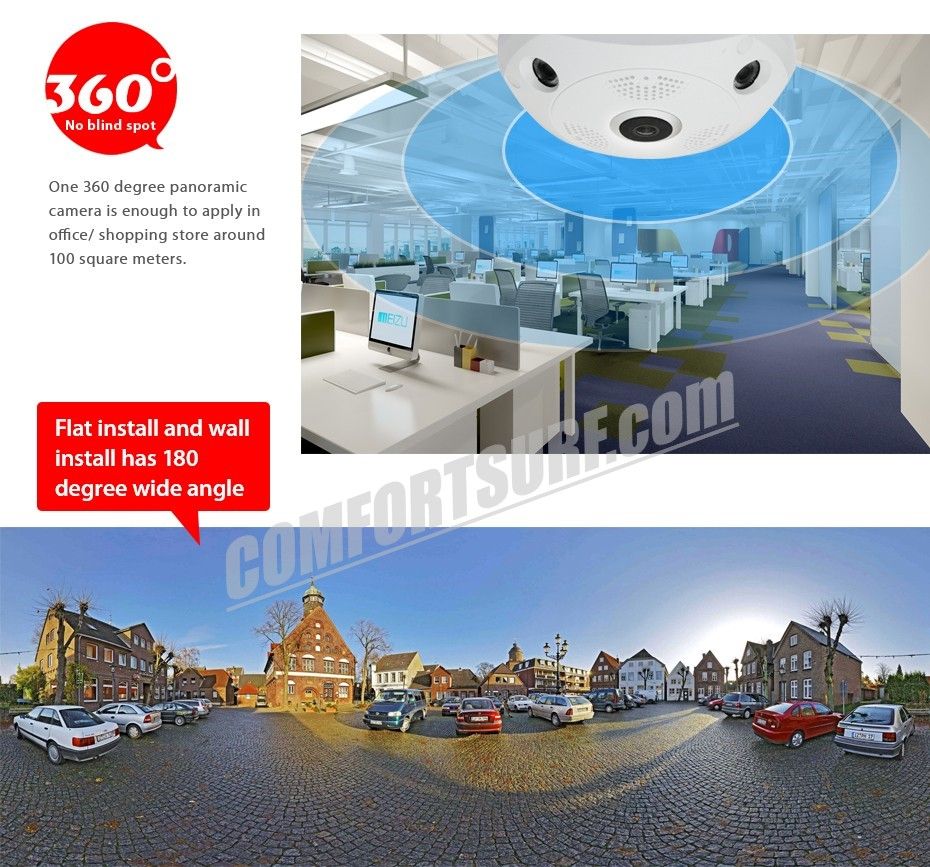 1.3MP 960P HD Panorama 360° Fisheye P2P Wifi Wireless IP CCTV Camera VR Cam IR Night Vision