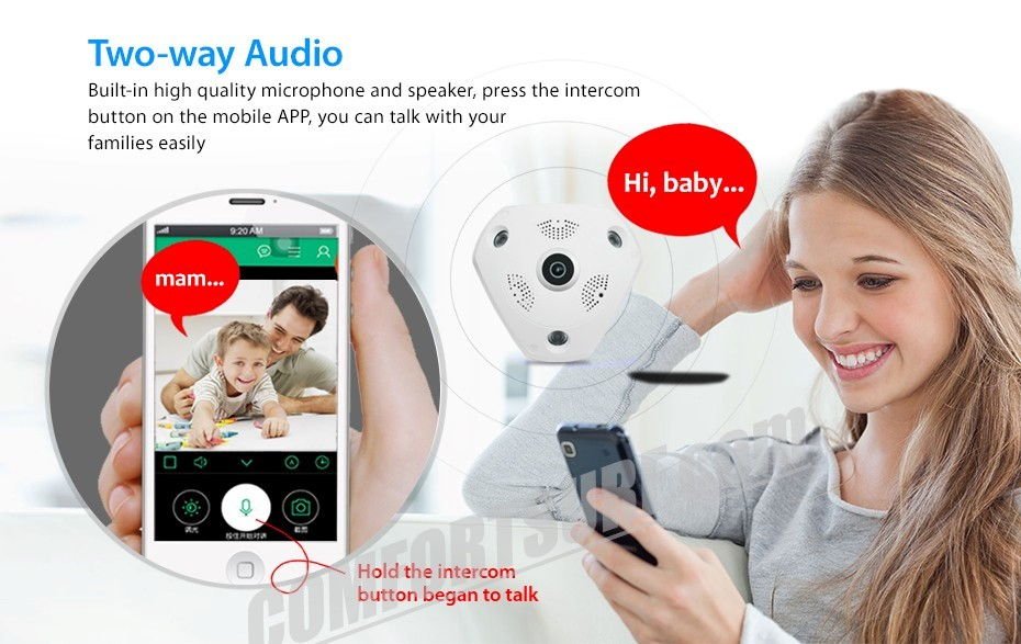 1.3MP 960P HD Panorama 360° Fisheye P2P Wifi Wireless IP CCTV Camera VR Cam IR Night Vision