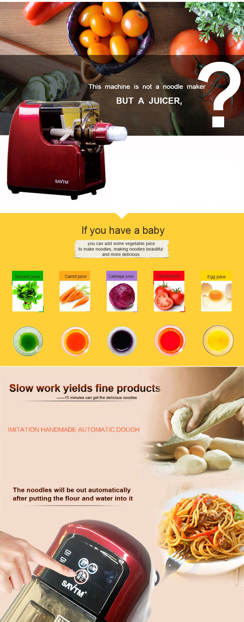SAVTM Multifunction Automatic Noodle Maker & Slow Juice Processor