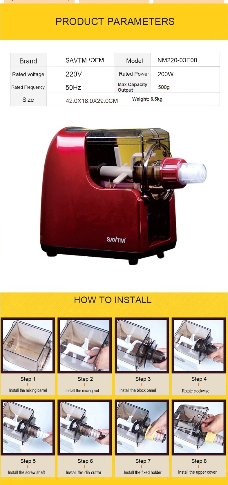 SAVTM Multifunction Automatic Noodle Maker & Slow Juice Processor